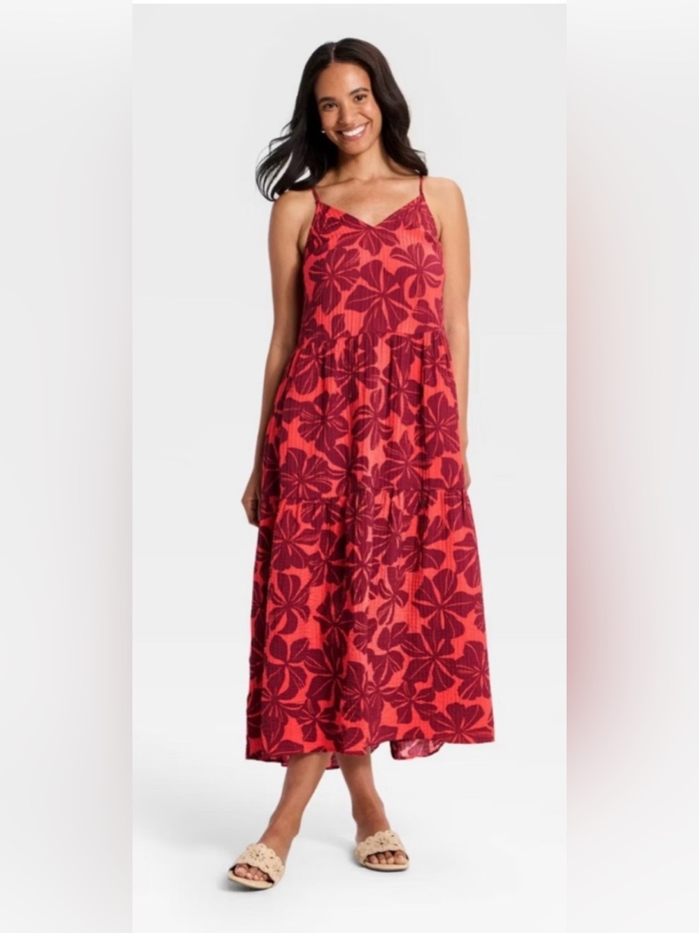 A New Day tiered Hawaiian floral maxi dress